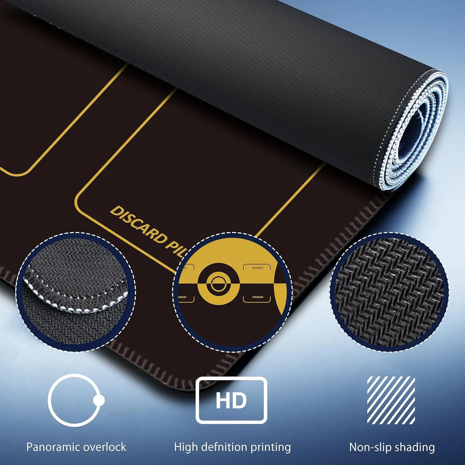 Trading Card Game Playmat – 2-Player Trainer Mat with 37 Damage Counters and Professional Storage Bag (Yellow)