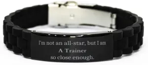 Trainer Engraved Black Glidelock Clasp Bracelet for Confidence and Hope, Perfect Birthday Gifts