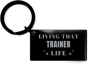 Trainer Keyring Gifts for Trainer Student, Living That Trainer Life Jokes Funny, Sarcasm Gifts for Friends, Coworkers Trainer Graduation Birthday Christmas Gifts Idea