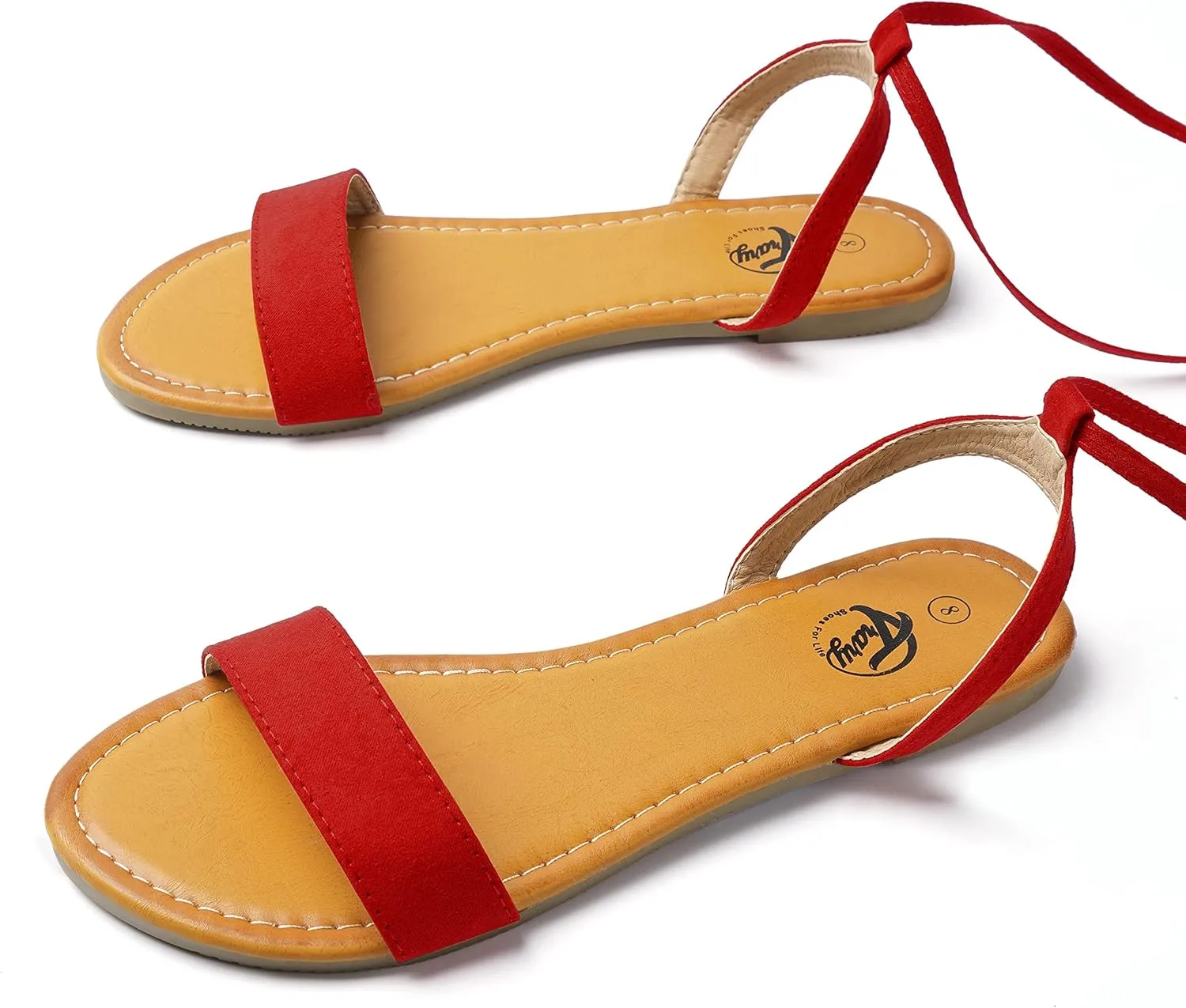 Trary Womens Sandals, Lace Up Sandals for Women, Open Toe Strappy Sandals for Women, Tie up Sandals for Women, Ankle Wrap Flat Sandals for Women Dressy, Cute Sandals, Summer Sandals for Women
