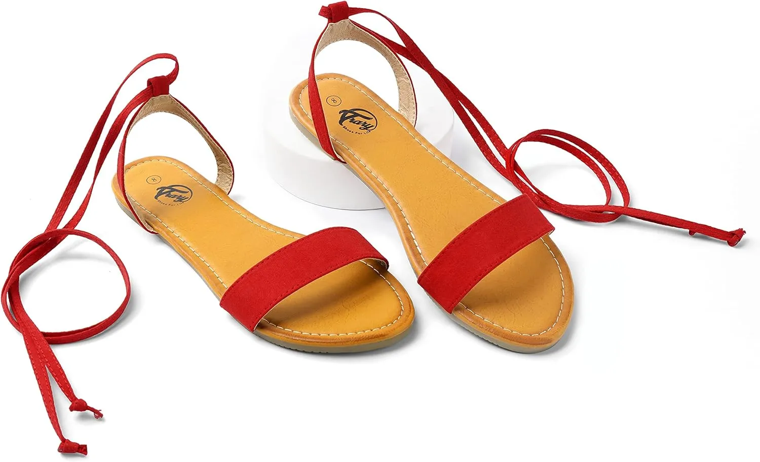 Trary Womens Sandals, Lace Up Sandals for Women, Open Toe Strappy Sandals for Women, Tie up Sandals for Women, Ankle Wrap Flat Sandals for Women Dressy, Cute Sandals, Summer Sandals for Women