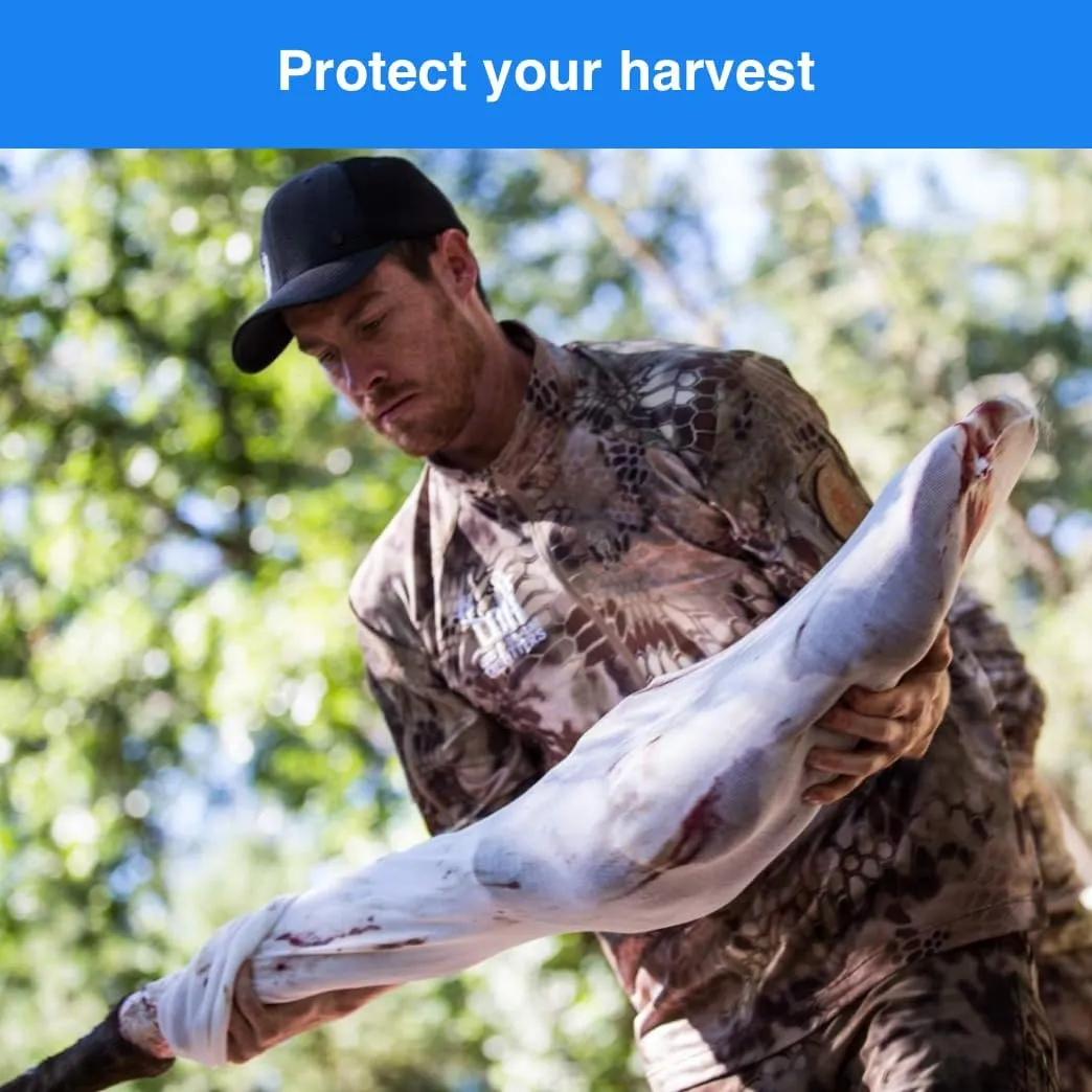 Treated Heavy Duty Game Bags | Available in Packs of 4 Deer, Elk, or Moose Quarter Bags, or as a Single Deer Full Body Bag | Reusable, Breathable & Stretchable Meat Bags | Vacuum Sealed