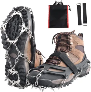 TRIWONDER Ice Grips 10/18/24 Teeth Anti-Slip Shoe Boot Snow Ice Spikes Crampons Cleats Stretch Footwear Traction