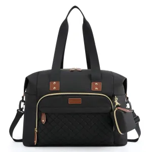 Tuwubi Diaper Bag Tote,Baby Diaper Bag with Pacifier Case Large Travel Diaper Tote Caddy for Mom and Dad Multifunction Large Baby Bag - M-Black