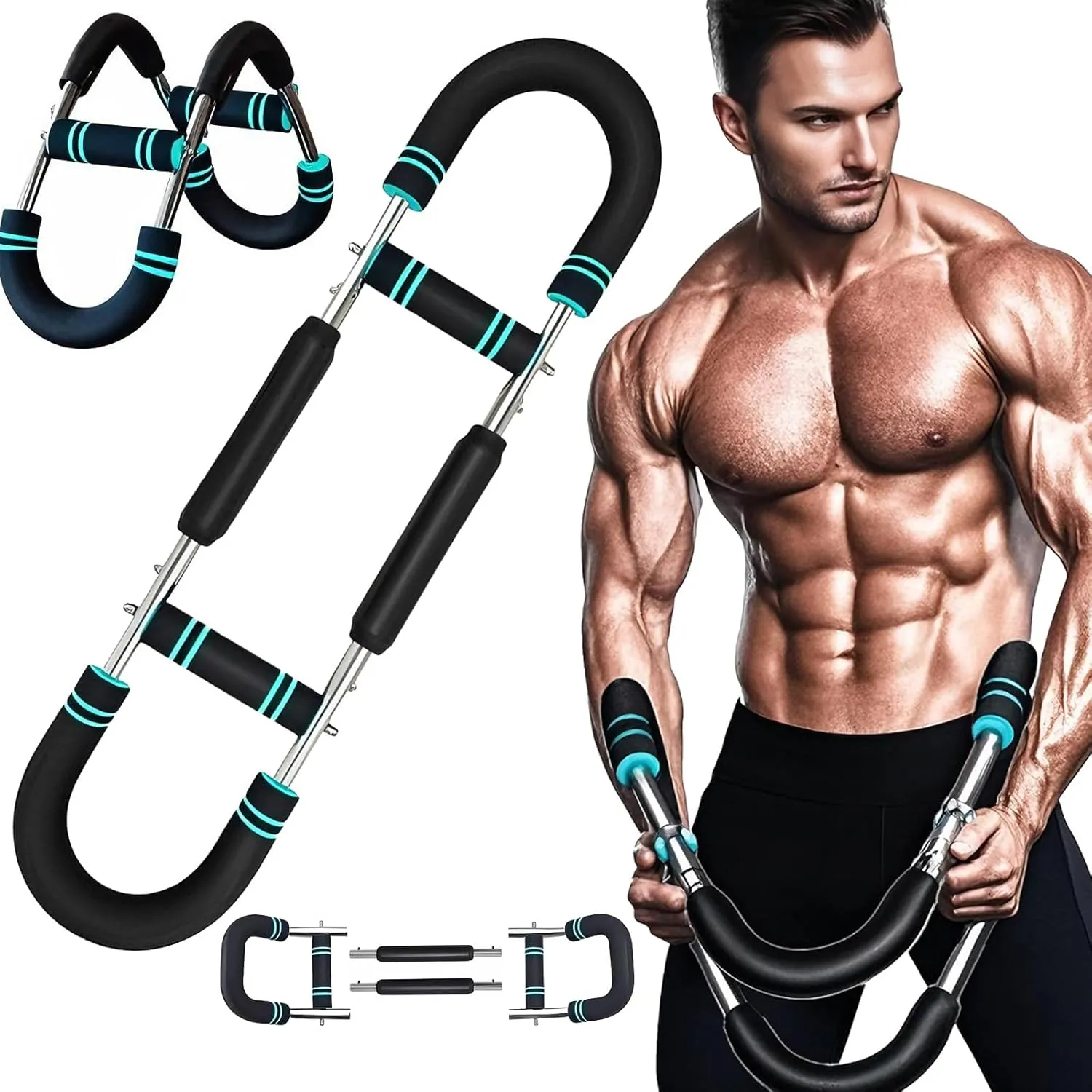Twister Arm Trainer, 2025 Pro Adjustable Spring Workout Bar Triceps Chest Exercise Wrist & Forearm Strengthener for Men & Women Portable Upper Body Machines Detachable Fitness Anywhere Home Exerciser