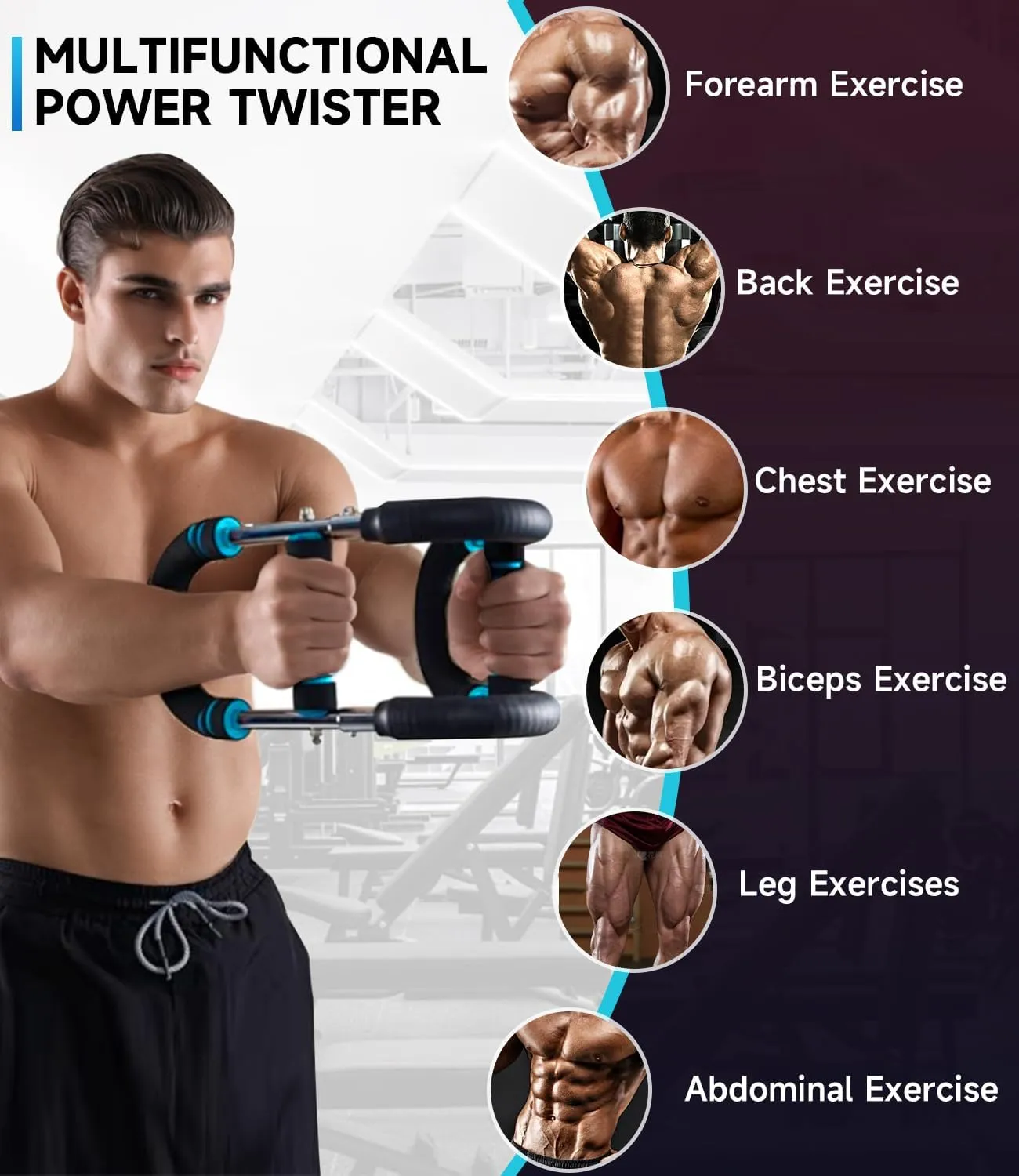 Twister Arm Trainer, Adjustable Power U Shaped Arm Trainer Bar for Men, 60-100lb Chest Exerciser for Women, Snaker Portable Spring Resistance for Home Workout Machine Equipment