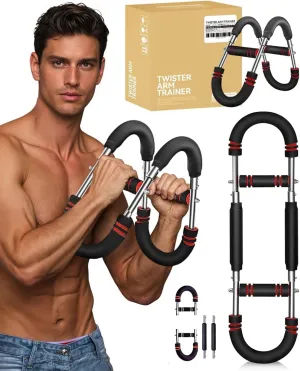 Twister Arm Trainer, Adjustable Power U Shaped Arm Trainer Bar for Men, 60-100lb Chest Exerciser for Women, Snaker Portable Spring Resistance for Home Workout Machine Equipment