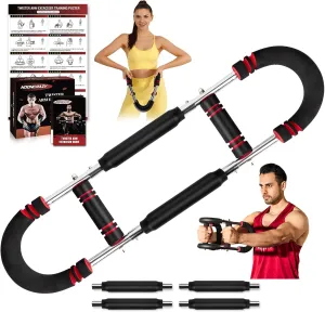 Twister Arm Trainer, Adjustable Twister Arm Chest Exerciser with 4 Spring & Training Poster for Men & Women, Detachable Power Twister Home Fitness Equipment for Enhancing Upper Body Muscle