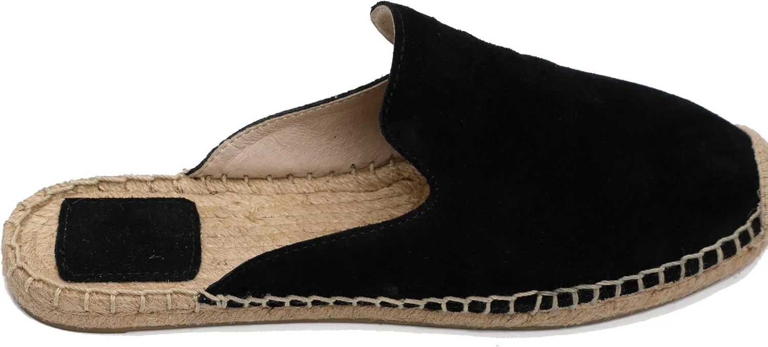 U-lite Women's Simple Mule Breathable Flat Espadrilles Shoes, Pure Color Mules