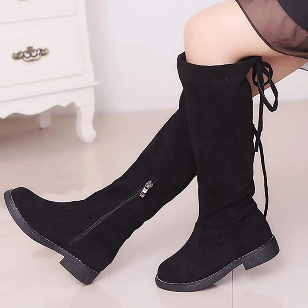 UBELLA Girl's Faux Suede Over The Knee Boots Fleece Lined Winter Snow Boots (Toddler/Little Kid)