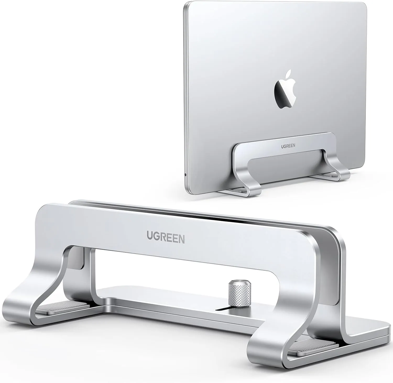 UGREEN Vertical Laptop Stand Holder for Desk Compatible with MacBook Pro, MacBook Air Stand Vertical Aluminum Adjustable for Up to 17.3 Inch Gaming Laptop, Silver
