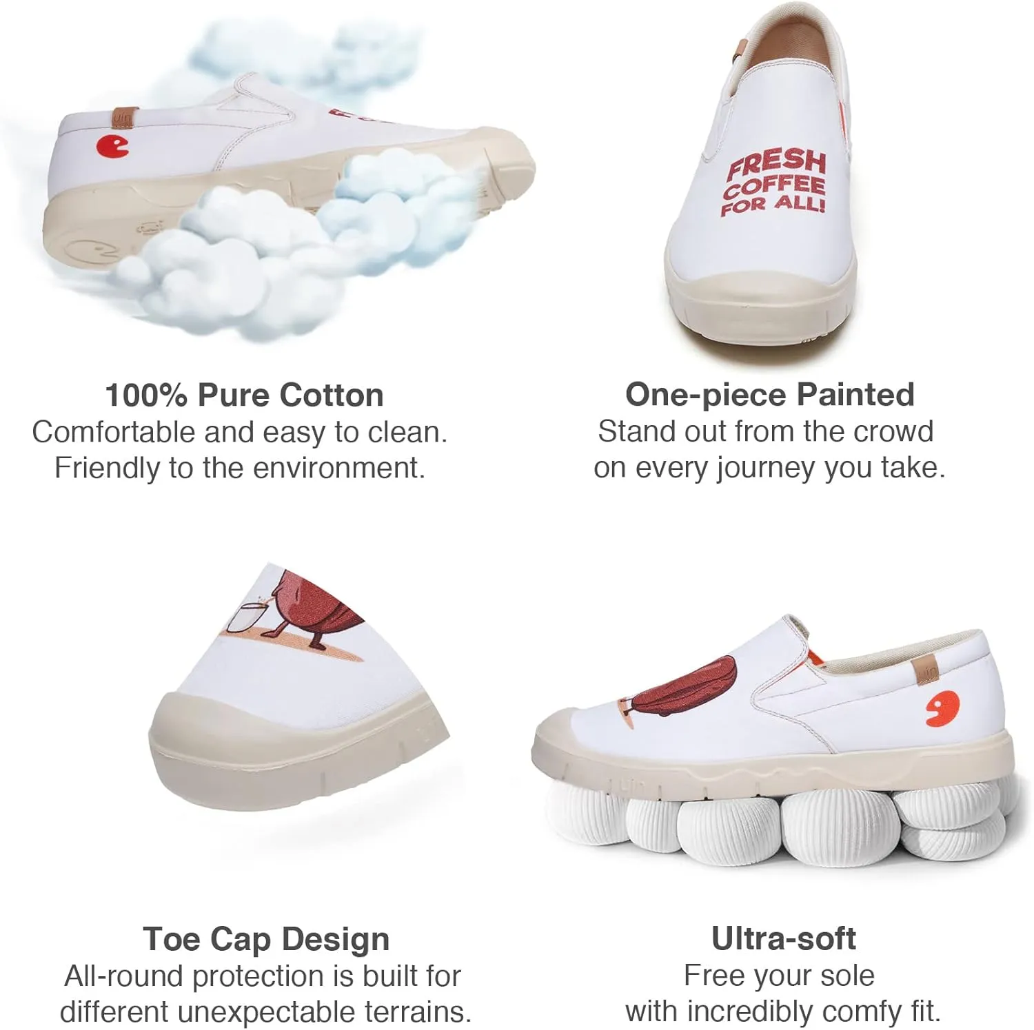 UIN Men's Fashion Sneakers Lightweight Walking Casual Slip Ons Comfortable Canvas Art Painted Travel Shoes Cadiz