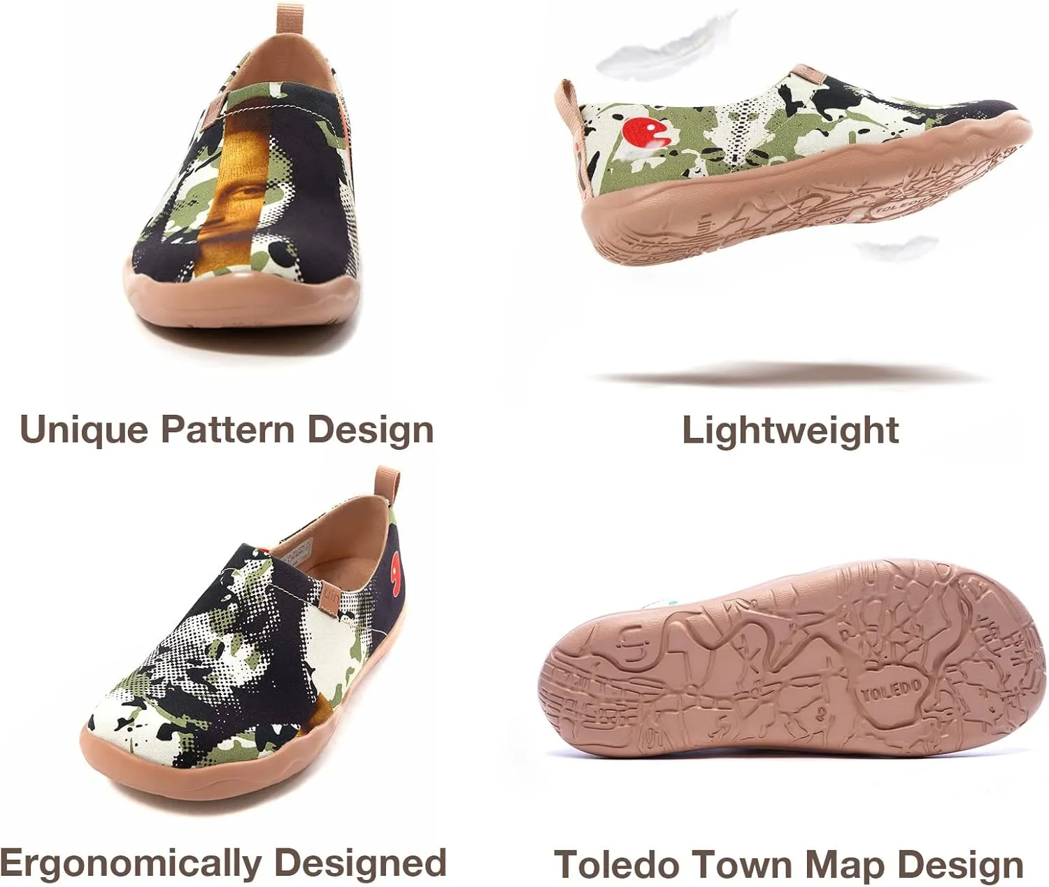 UIN Men's Walking Travel Shoes Slip On Canvas Casual Loafers Lightweight Comfort Fashion Sneaker Happy Doggies
