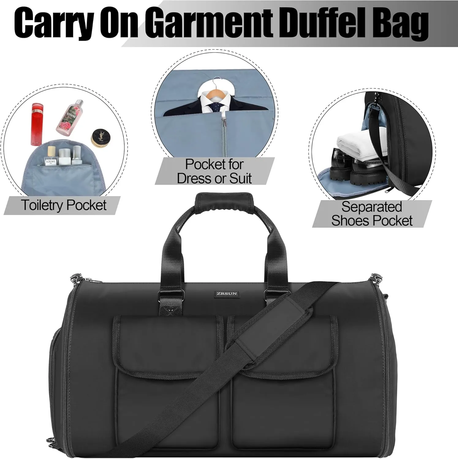 Ultimate 3-in-1 Garment Duffel Bag – Wrinkle-Free, Spacious 50L Capacity, Waterproof, Ideal for Business Trips & Weekend Getaways (Beige02) (Travel Garment Bag, Black)