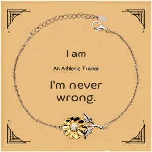 Unique Sunflower Bracelet for Athletic Trainer - Never Wrong, Confidence, Inspirational Gifts for Graduation, Birthday, or Holidays