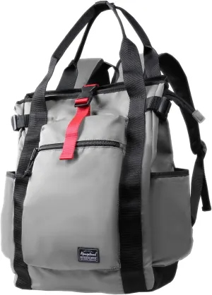 Unisex Laptop Tote Backpack Convertible Lightweight Nylon Water-Resistant Everyday Shoulder Tote bag Backpack with Water Bottle Pocket Work Travel, Gray