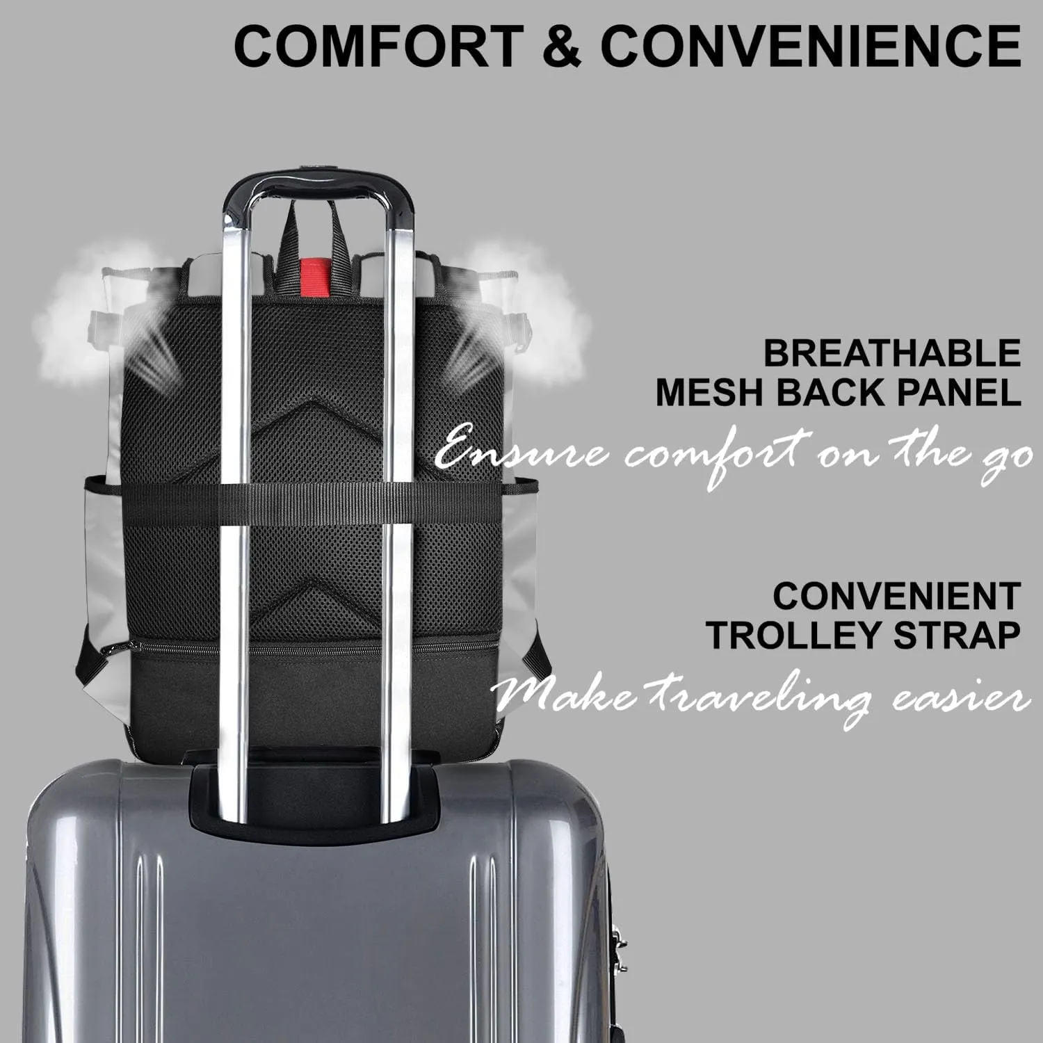 Unisex Laptop Tote Backpack Convertible Lightweight Nylon Water-Resistant Everyday Shoulder Tote bag Backpack with Water Bottle Pocket Work Travel, Gray