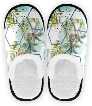 Unisex Slippers Fuzzy Feet Plush Cotton Slippers Anti-Slip Warm House Shoes M/L