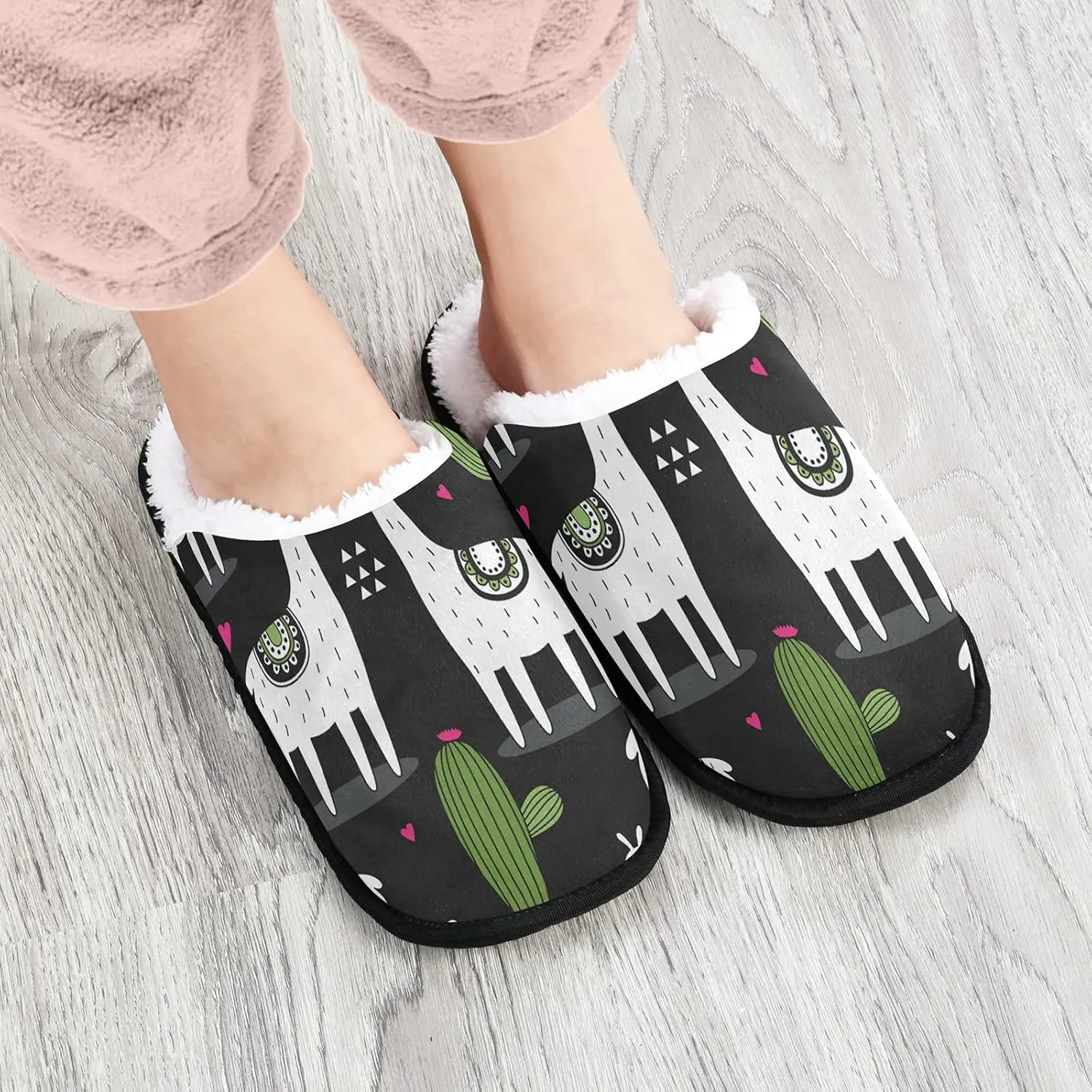 Unisex Slippers Fuzzy Feet Plush Slippers Anti-Slip Warm House Shoes M/L