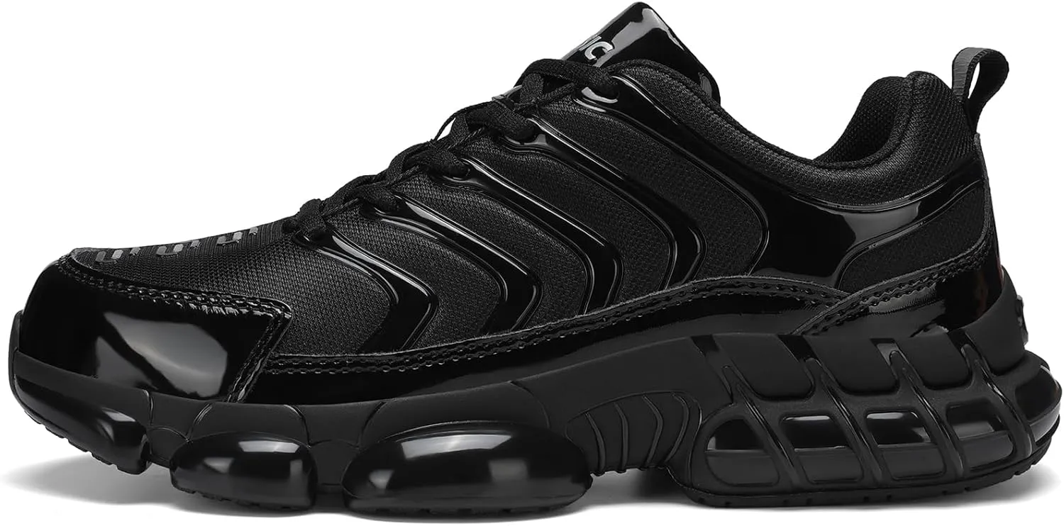 Unisex Steel Toe Shoes, Composite Toe, Anti-Smashing, Anti-Puncture, Lightweight, Breathable, Air Cushion, Non Slip, Work Shoes, Black, US Women's Size