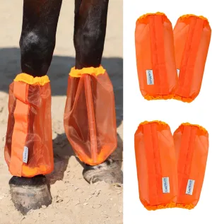 Universal Size Horse Leggings Fine Mesh Greatly Reduce Stomping Breathable Horse Boots Leg Wraps (Set of 4) Orange