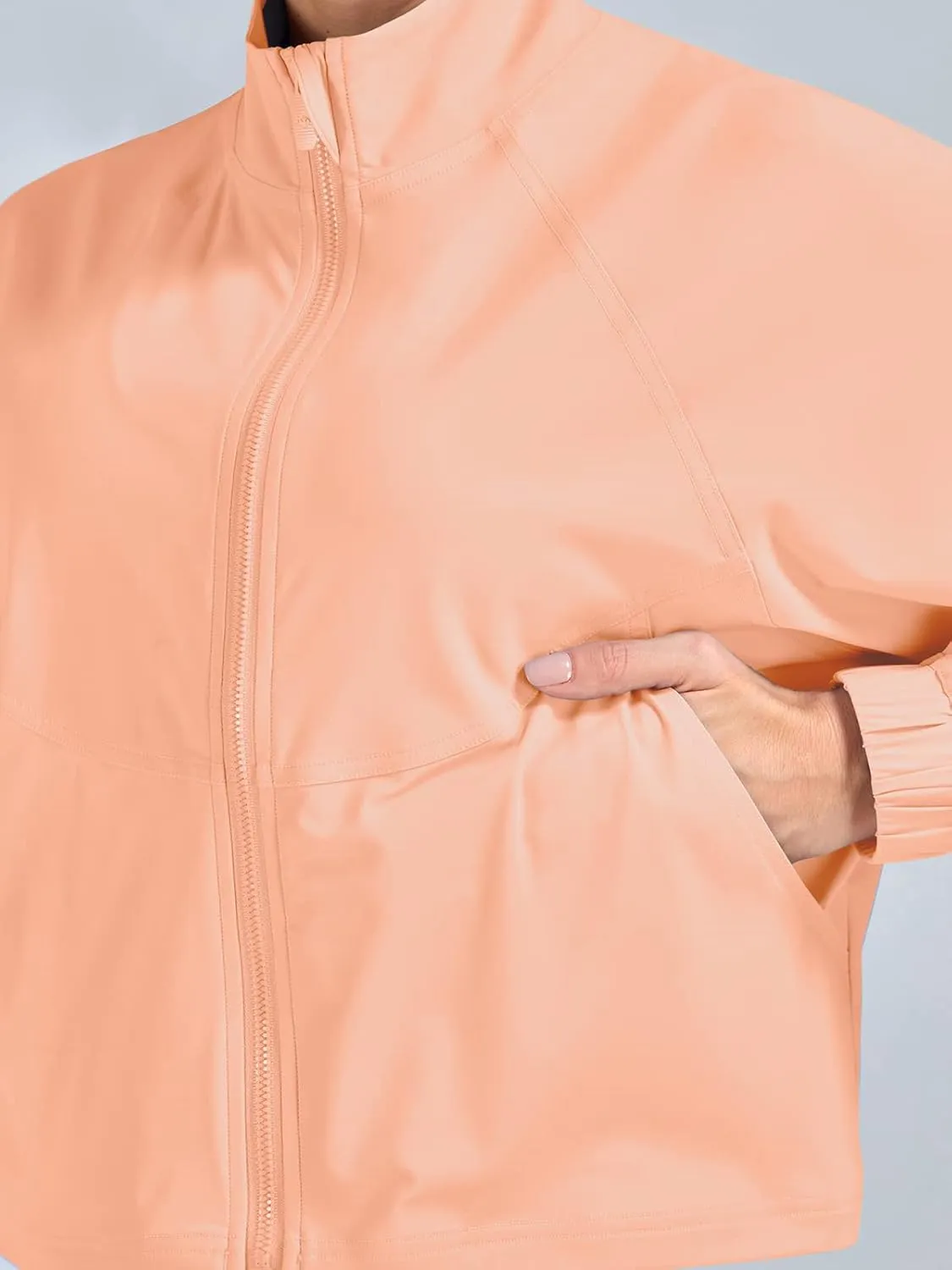 UPF 50  Workout Jackets for Women Athletic Zip Up Running Jacket Sun Protection Lightweight UPF Cropped Jacket