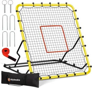 Upgraded Stable Baseball Rebounder Net with 3 Adjustable Angles 48" x 52" Baseball Bounce Back Net Fielding Trainer for Baseball and Softball Rebound Practice with Metal Stakes