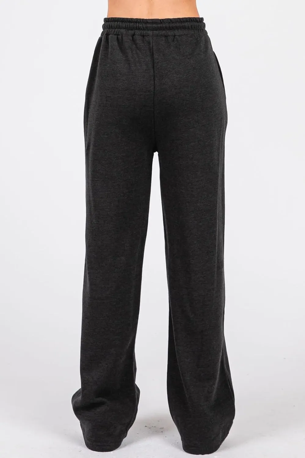 Urban Look High Rise Straight Leg Cotton Fleece Lined Sweatpants