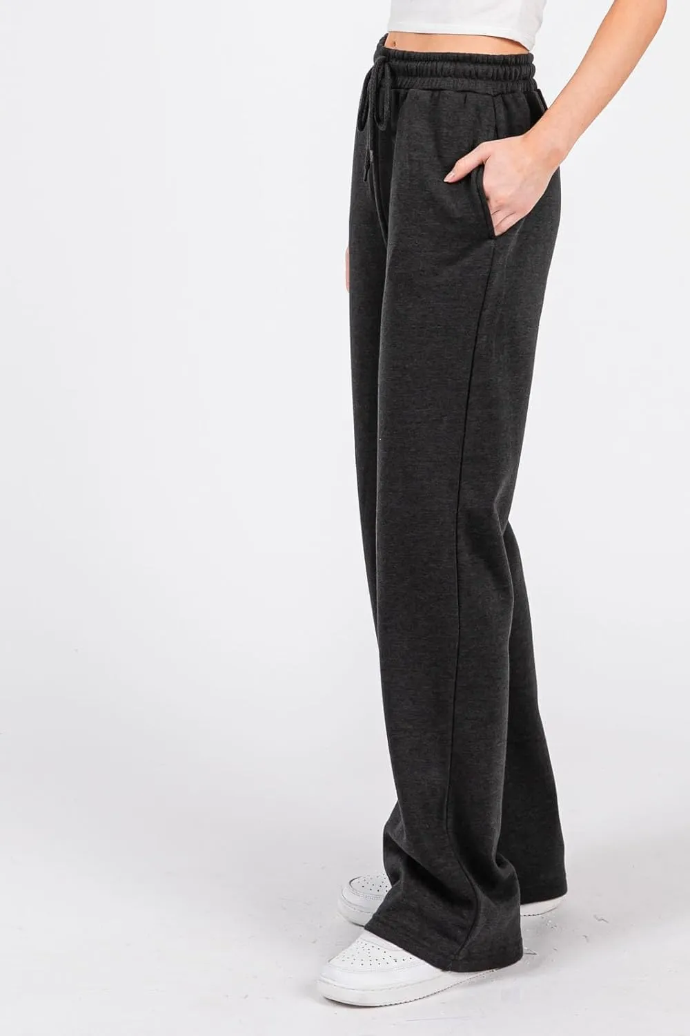 Urban Look High Rise Straight Leg Cotton Fleece Lined Sweatpants