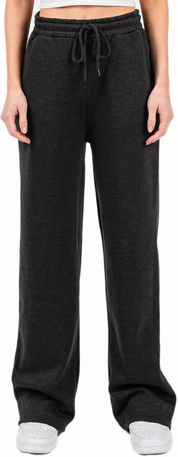 Urban Look High Rise Straight Leg Cotton Fleece Lined Sweatpants