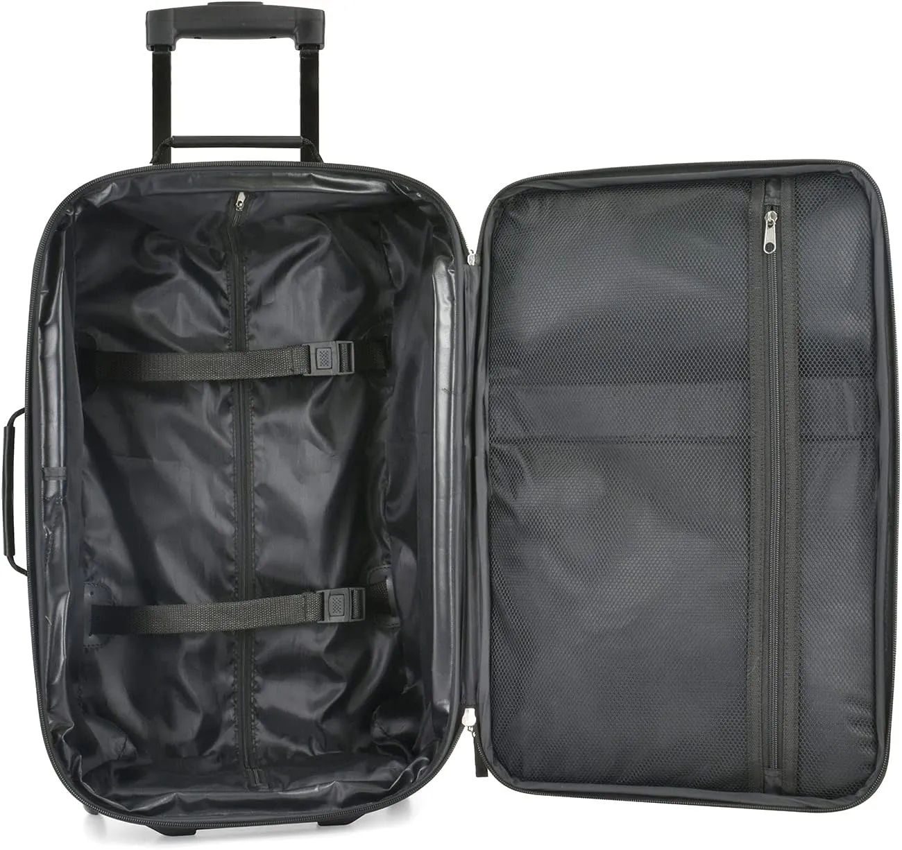 U.S. Traveler Lightweight Rolling 20" Carry On Luggage Softside Suitcase, Black, 2 Wheel-2 Piece