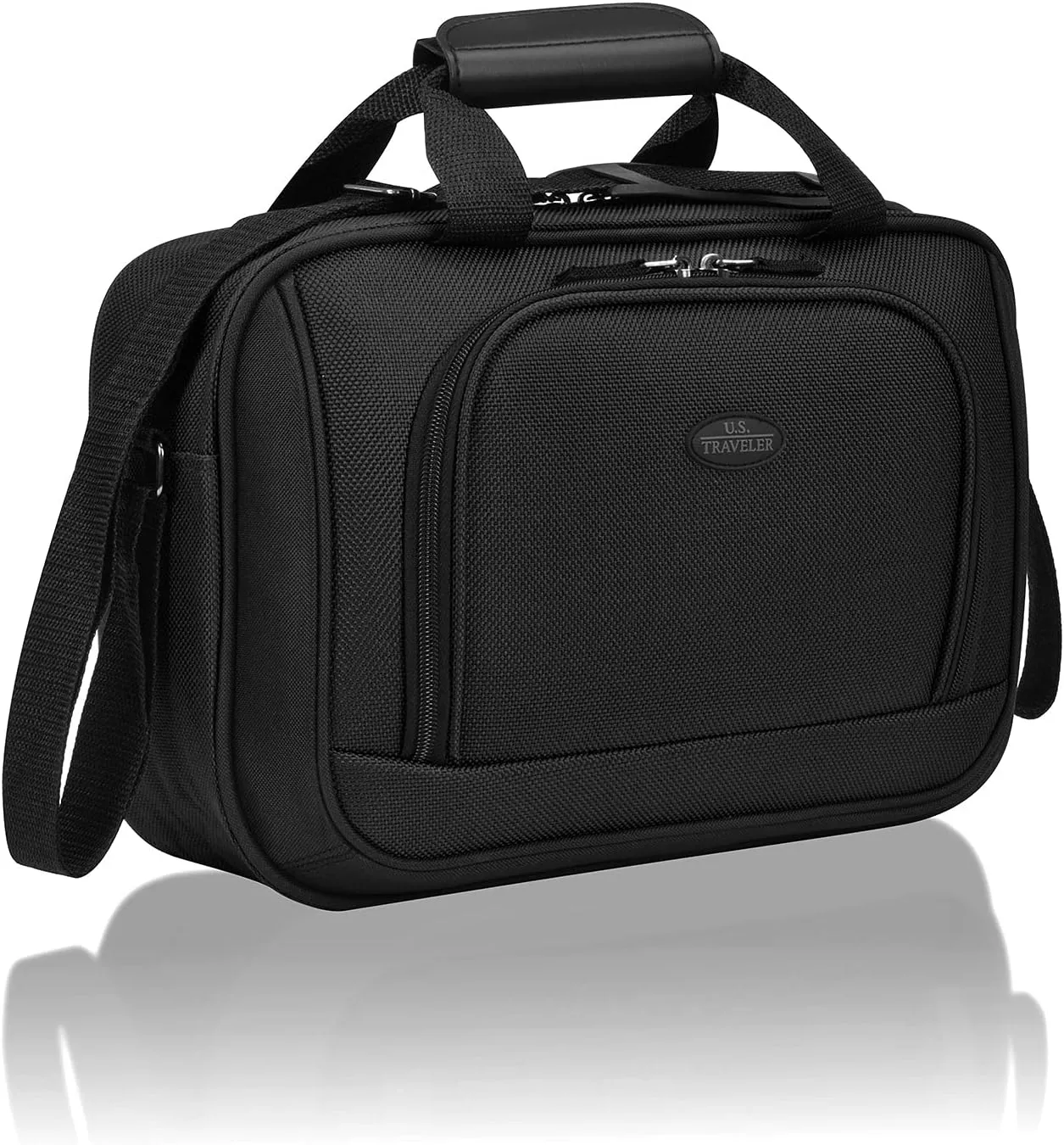 U.S. Traveler Lightweight Rolling 20" Carry On Luggage Softside Suitcase, Black, 2 Wheel-2 Piece