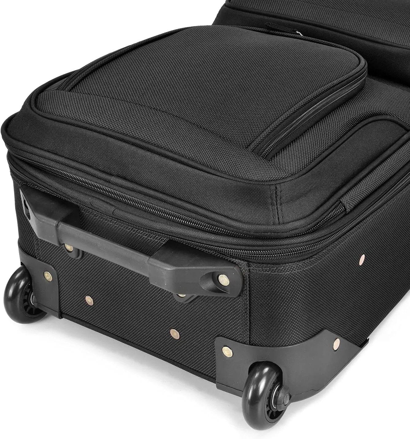 U.S. Traveler Lightweight Rolling 20" Carry On Luggage Softside Suitcase, Black, 2 Wheel-2 Piece