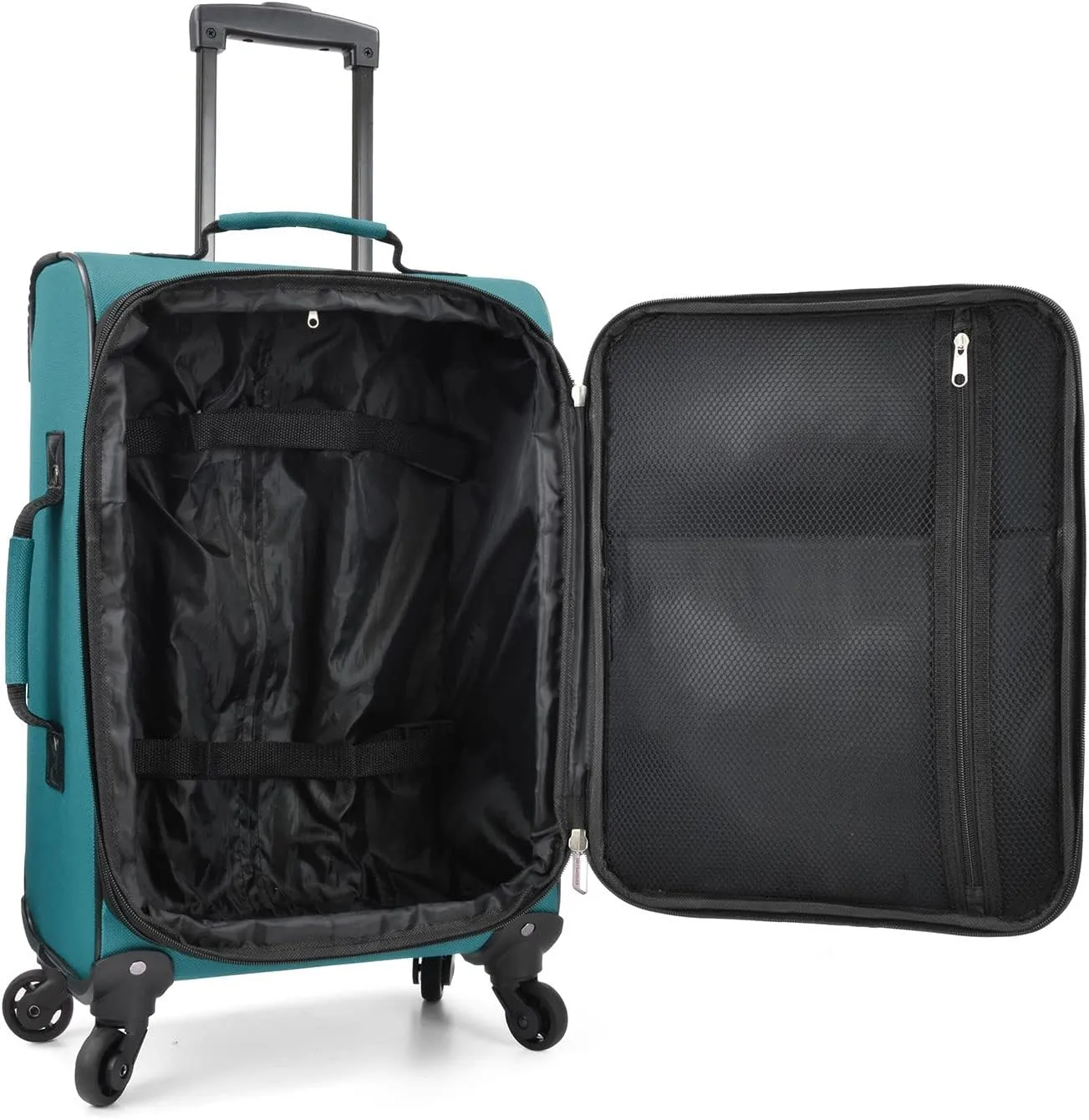 U.S. Traveler Lightweight Rolling 20" Carry On Luggage Softside Suitcase, Teal, 4 Wheel