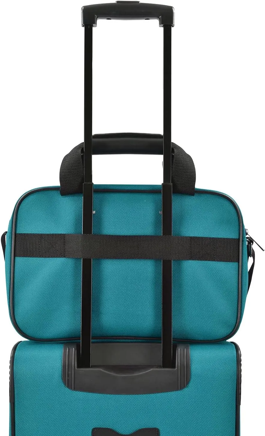 U.S. Traveler Lightweight Rolling 20" Carry On Luggage Softside Suitcase, Teal, 4 Wheel