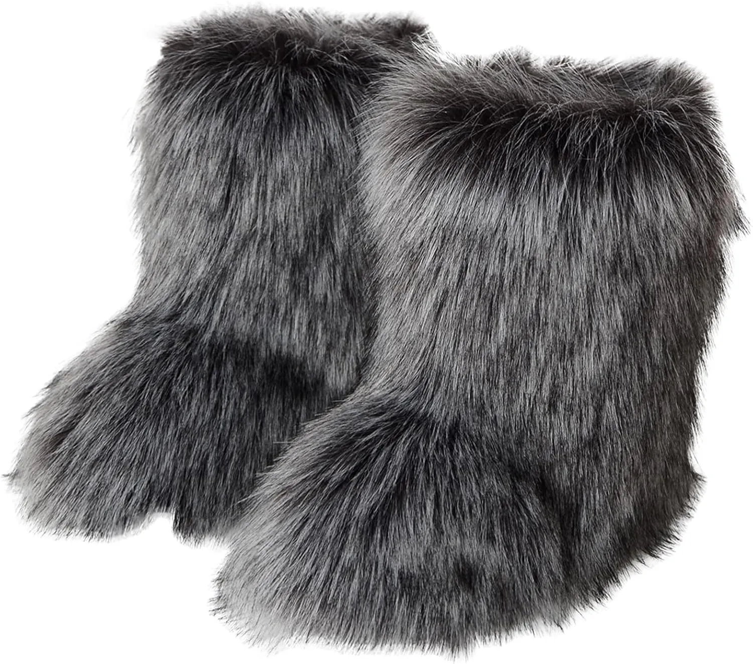 Valpeak Snow Boots for Women 2024 Furry Boots Winter Knee High Flat Heel Fluffy Faux Fur Boots