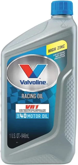 Valvoline ValvolineMotor Oil, VR1, 40W, Conventional, 1 qt Bottle, Each