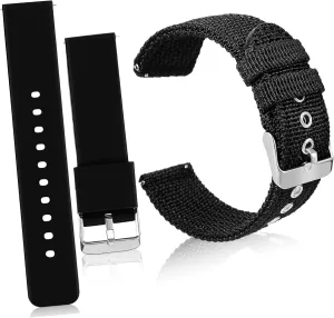VANZACK Unisex Watch Band Set 20mm Quick Release Bands Nylon Silicone Straps for Men's Women's Watches