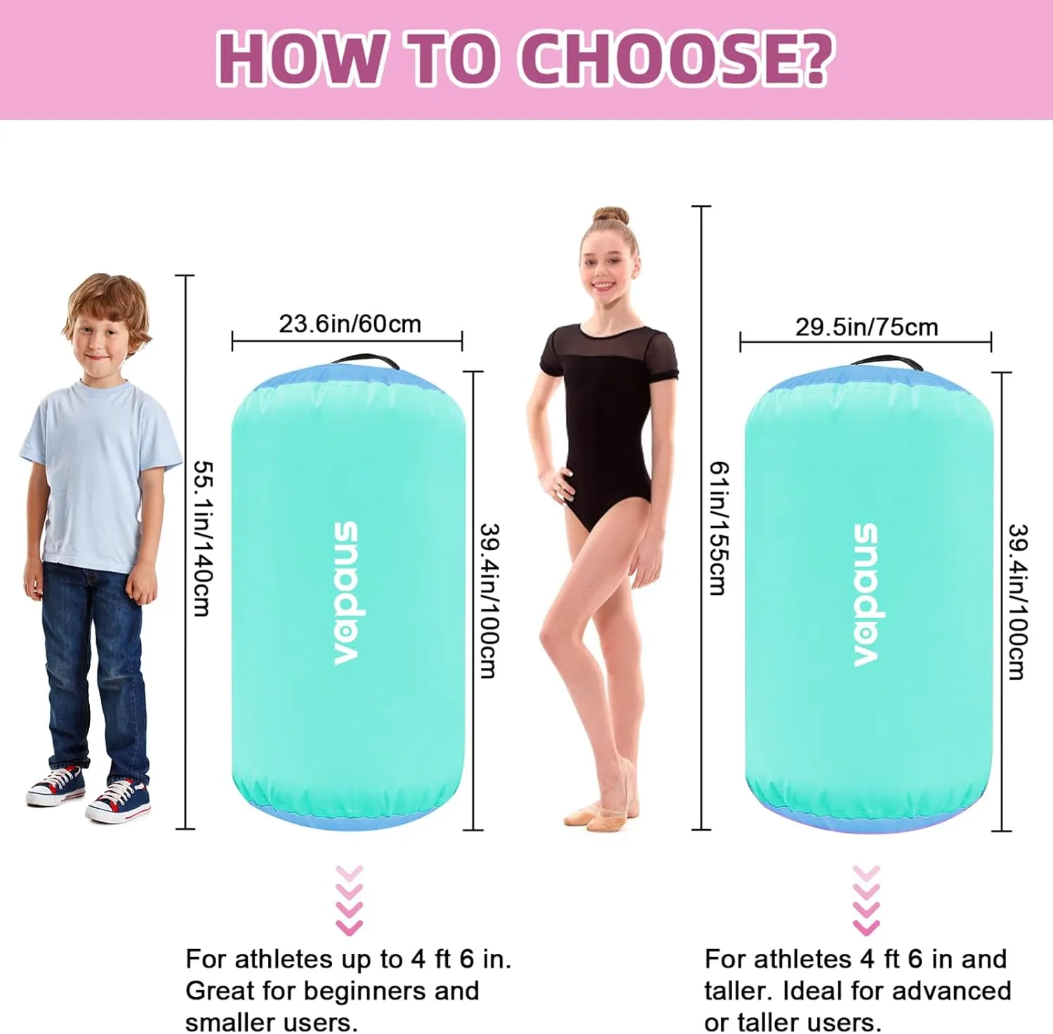 Vapaus Gymnastics Air Barrel Inflatable Tumbling Roller Mat Back Handspring Trainer Air Roller Tumbler Octagon Barrel Gymnastics Equipment for Tumble Track Cheerleading Yoga Training Durable AntiSlip Double Seal Without Pump