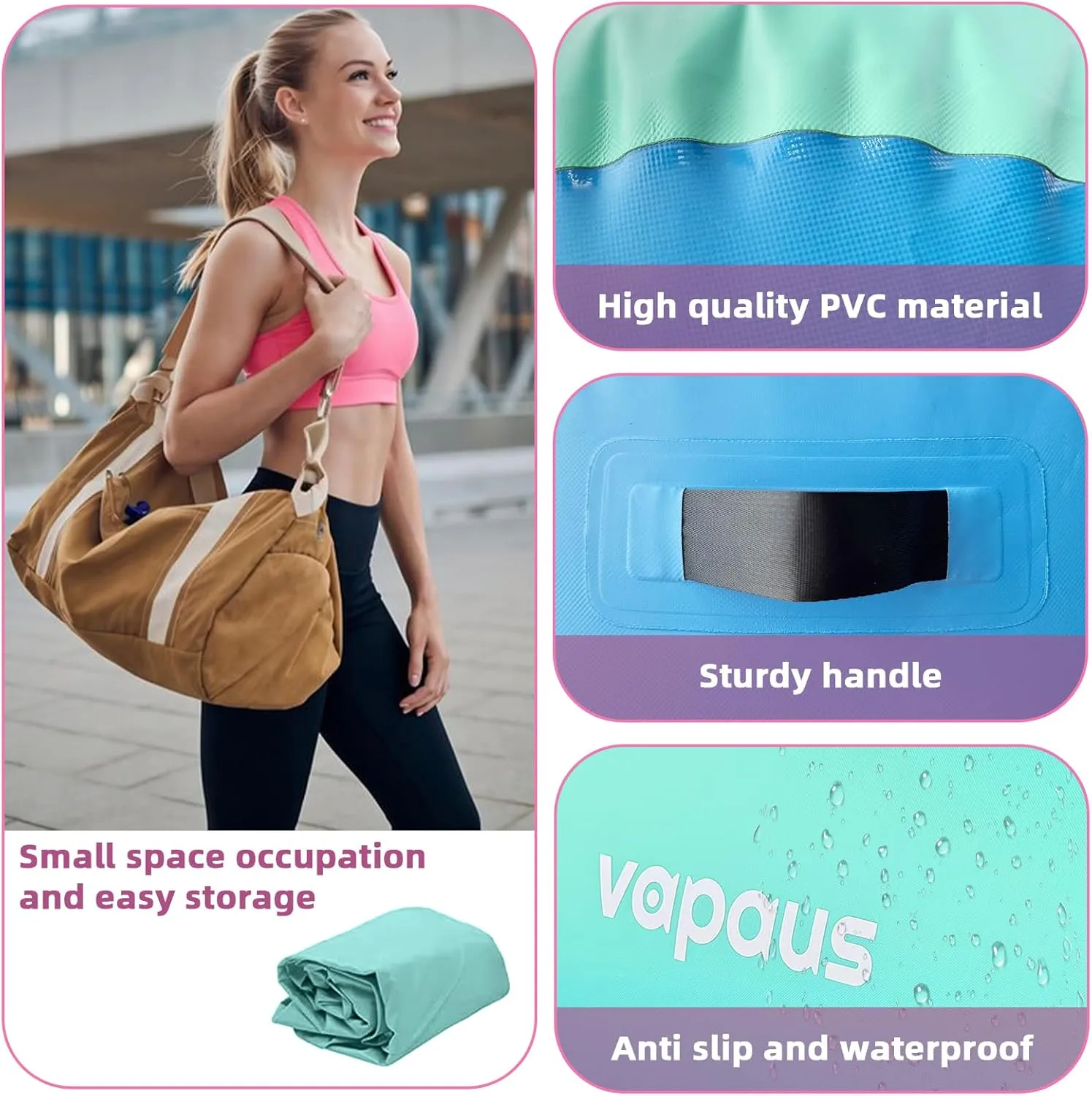 Vapaus Gymnastics Air Barrel Inflatable Tumbling Roller Mat Back Handspring Trainer Air Roller Tumbler Octagon Barrel Gymnastics Equipment for Tumble Track Cheerleading Yoga Training Durable AntiSlip Double Seal Without Pump