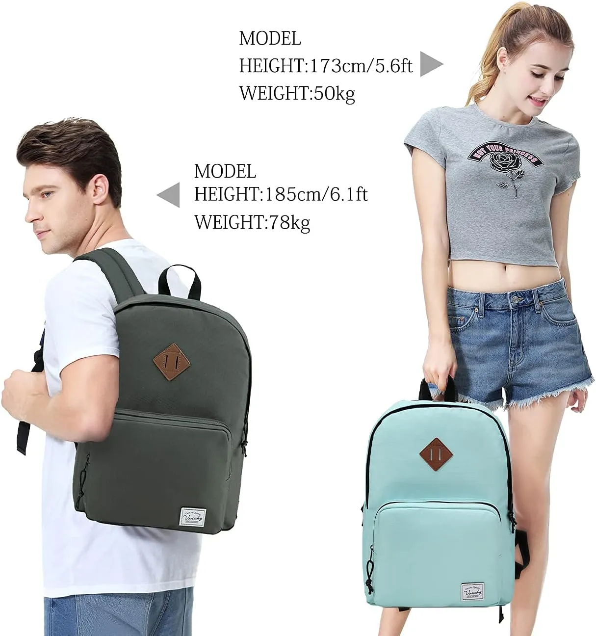 VASCHY School Backpack, Ultra Lightweight Backpack for Women Bookbag for Kids Teen Boys Girls Aqua
