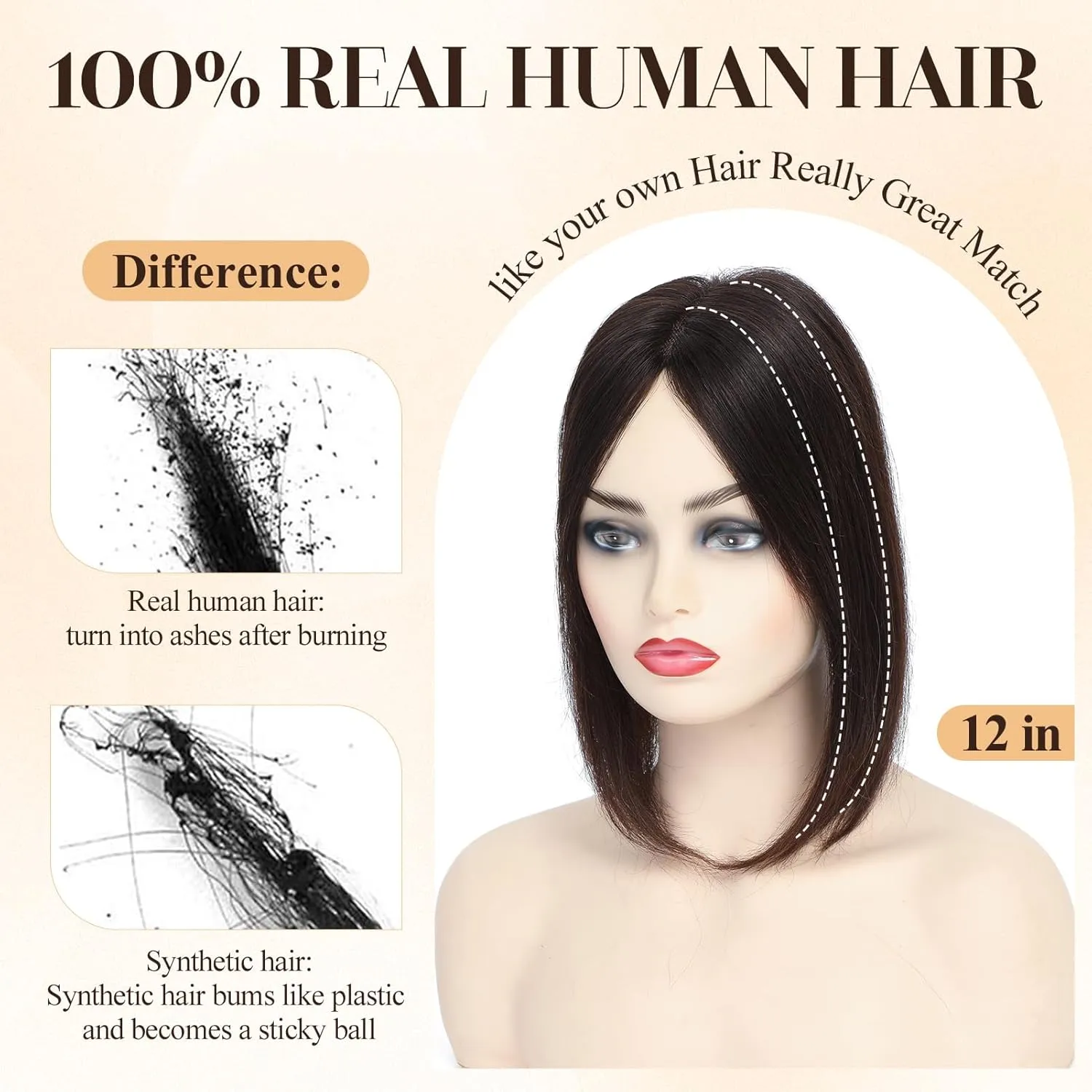 VASILIA Hair Toppers for Women Real Human Hair, 360° Cover 3D Hairpieces for Women with Thinning hair, 4x4.8 Upgrade Basement Topper, Dark Brown 12 Inch