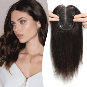 VASILIA Hair Toppers for Women Real Human Hair, 360° Cover 3D Hairpieces for Women with Thinning hair, 4x4.8 Upgrade Basement Topper, Dark Brown 12 Inch