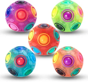 Vdealen Magic Rainbow Puzzle Ball, Fidget Ball Puzzle Brain Teaser Fidget Toy- Birthday Party Easter Valentines Christmas Stocking Stuffers for Kids Teen & Adults-5 Pack