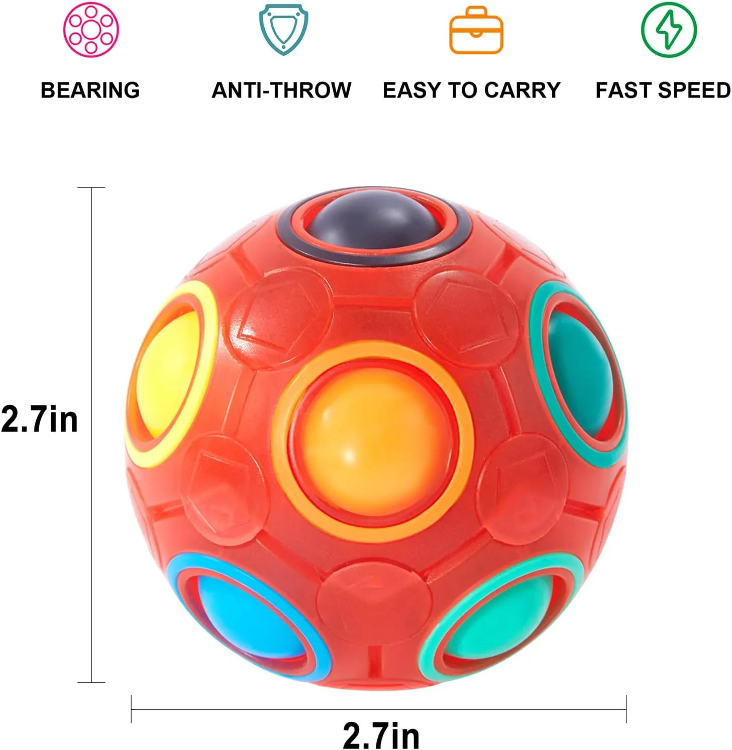Vdealen Magic Rainbow Puzzle Ball, Fidget Ball Puzzle Brain Teaser Fidget Toy- Birthday Party Easter Valentines Christmas Stocking Stuffers for Kids Teen & Adults-5 Pack