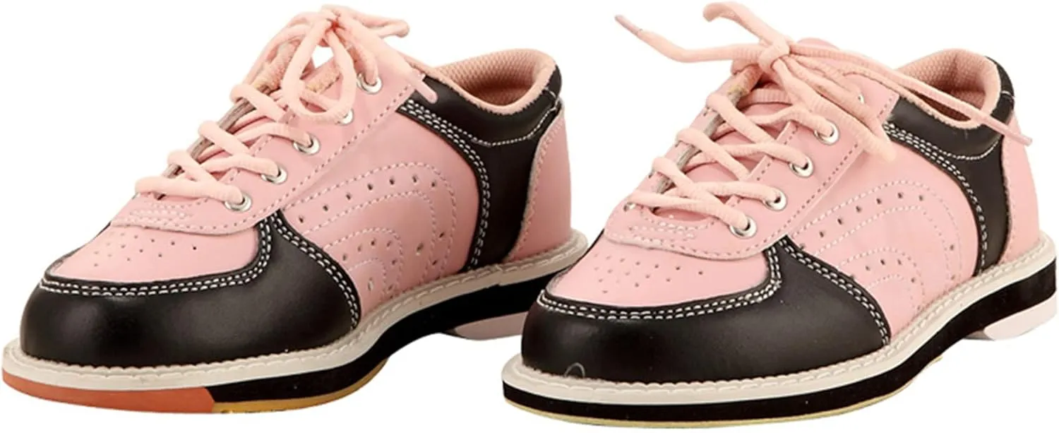 VEACAM Bowls Shoes for Women, Leather Women's Bowling Trainers Casual Bowling Athletic Shoes Lightweight Bowls Fitness Sneakers
