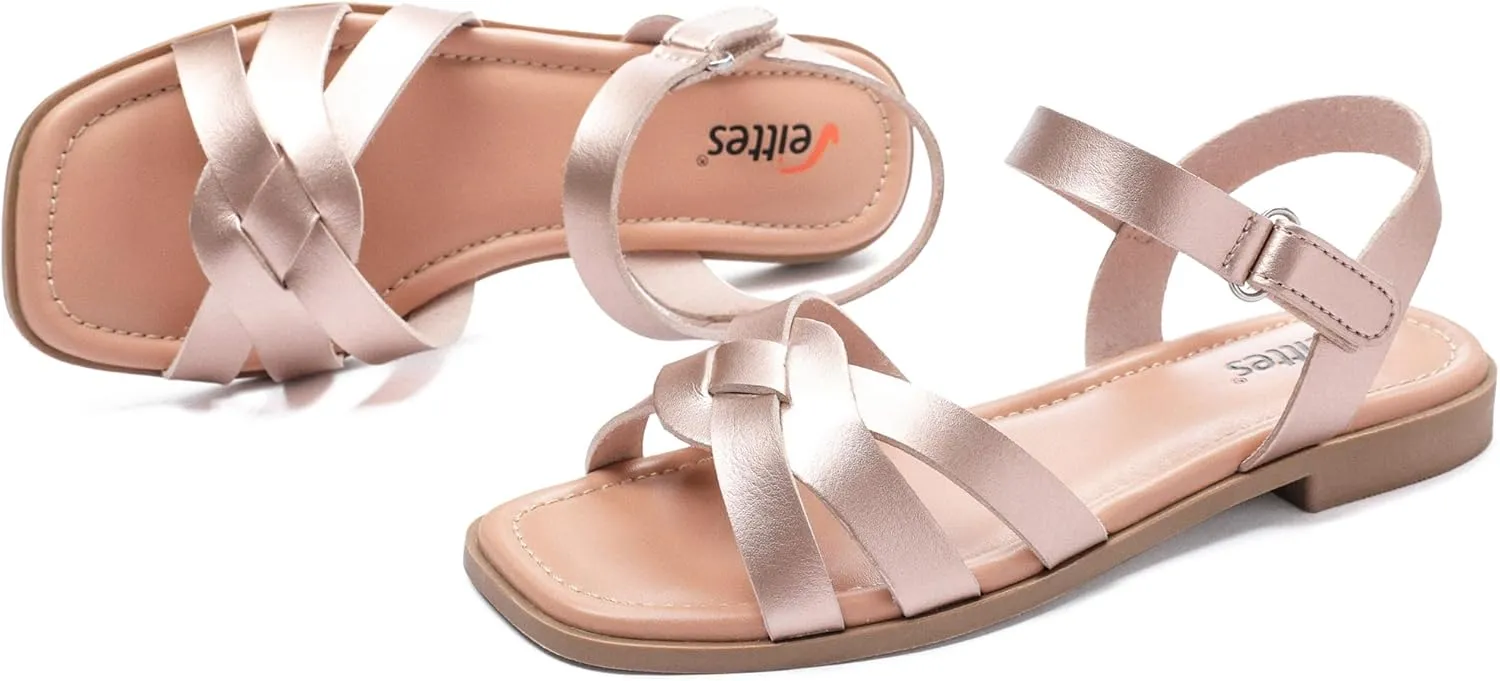 Veittes Women's Flat Slide Sandals - Casual Classic Simple Strappy Slip on Flat Summer Sandals.