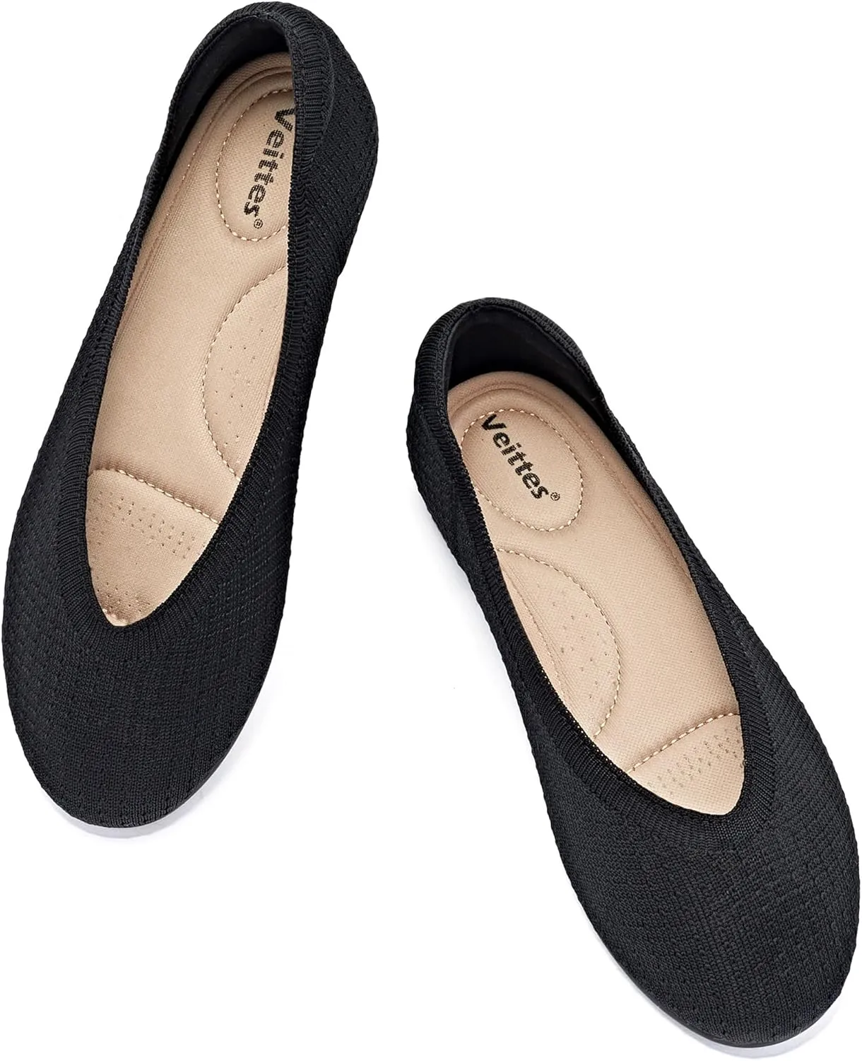 Veittes Women's Wide Width Flats Shoes, Ladies Fashion Comfortable Breathable Office Ballet Flats Shoes.