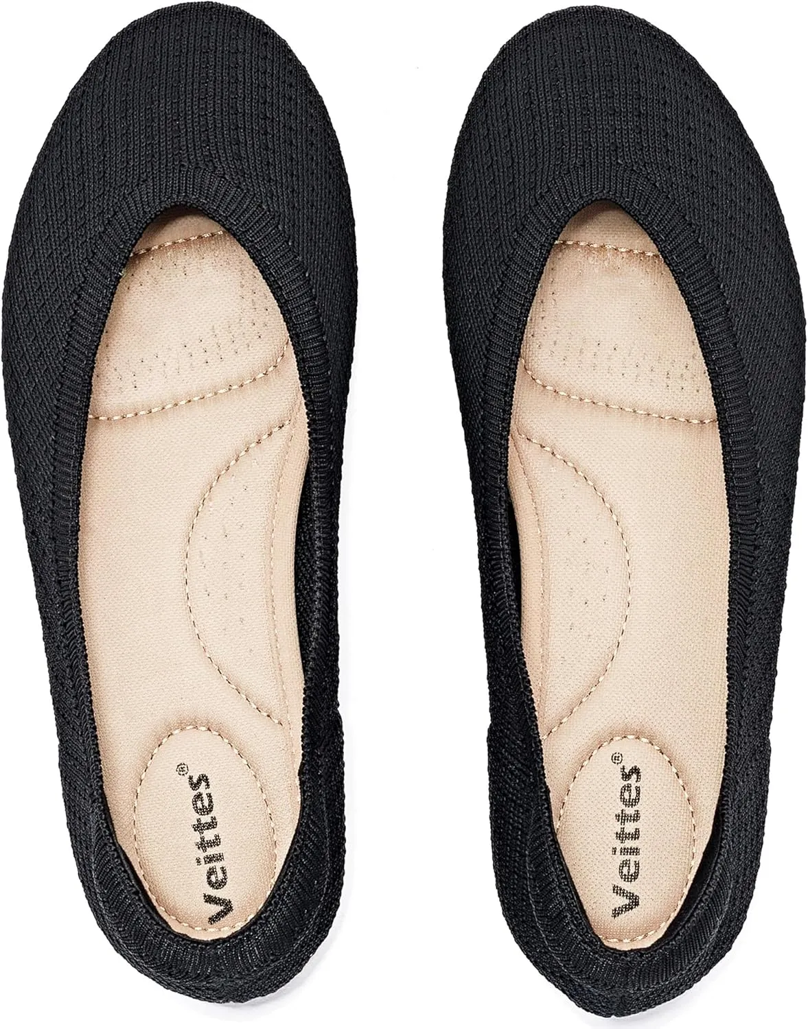 Veittes Women's Wide Width Flats Shoes, Ladies Fashion Comfortable Breathable Office Ballet Flats Shoes.