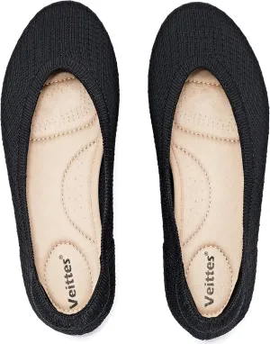 Veittes Women's Wide Width Flats Shoes, Ladies Fashion Comfortable Breathable Office Ballet Flats Shoes.
